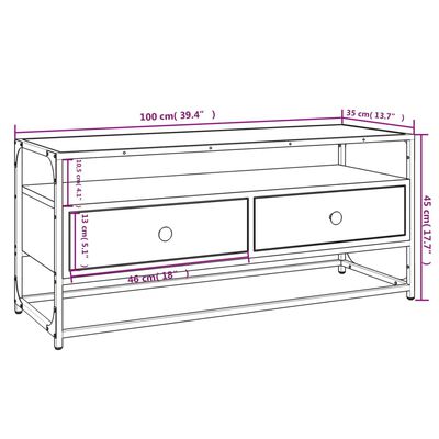 vidaXL Meuble TV chêne marron 100x35x45 cm bois d'ingénierie