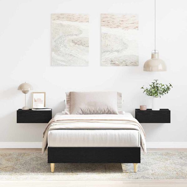 vidaXL Cadre de lit Chêne noir 90 x 190 cm Bois d'ingénierie