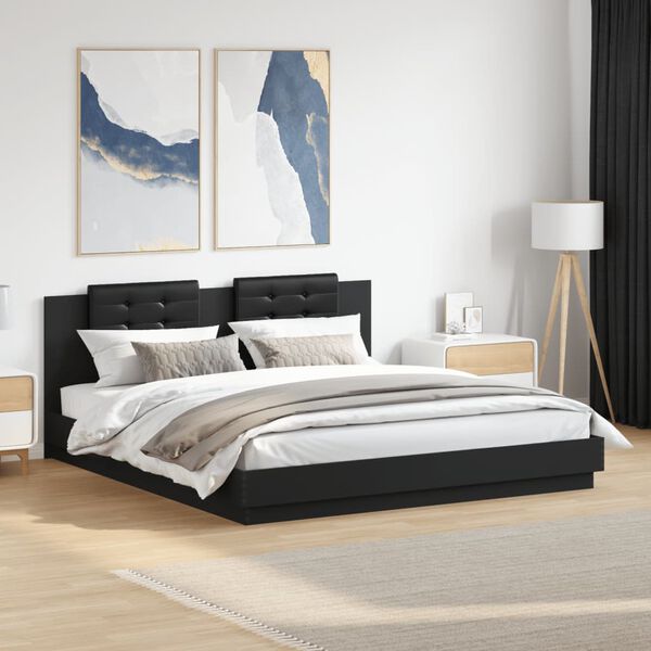 vidaXL Cadre de lit sans matelas noir 200x200 cm