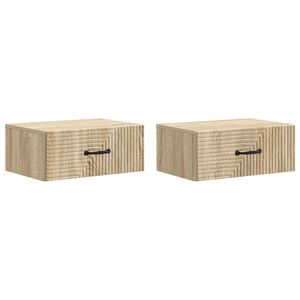 vidaXL Cabinet de chevet mural 2 pi&egrave;ces Ch&ecirc;ne Sonoma 49 x 34,5 x 20 cm