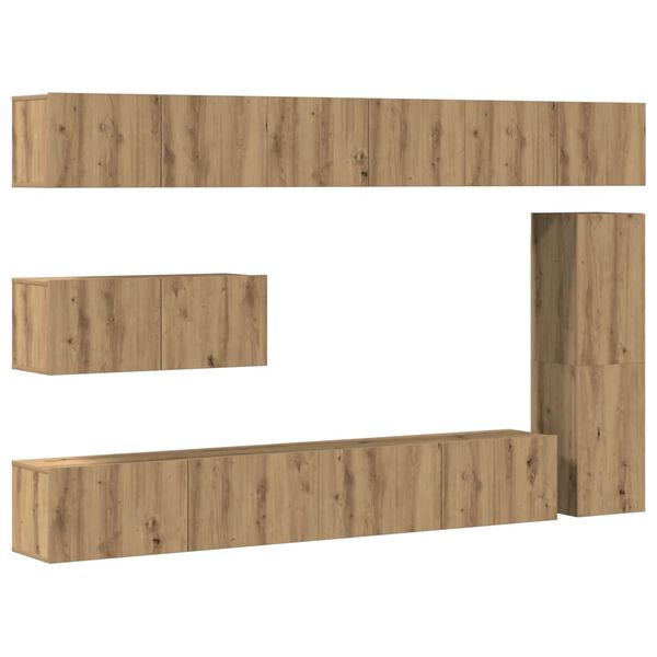 vidaXL Ensemble de meuble TV mural 7 pcs ch&ecirc;ne artisanal