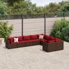 vidaXL Salon de jardin avec coussins 9 pcs marron résine tressée