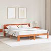 vidaXL Cadre de lit avec t&ecirc;te de lit Brun cire 200 x 200 cm Pin massif