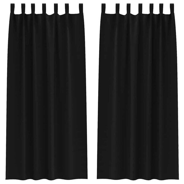vidaXL Rideaux occultants avec anneaux 2 pcs Noir 260 x 140 cm