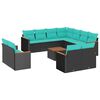 vidaXL Ensemble de canap&eacute; de jardin 12 pcs avec coussins noir r&eacute;sine tress&eacute;e