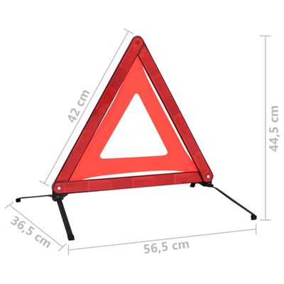 Triangles de signalisation routière 4pcs Rouge 56,5x36,5x44,5cm vidaXL
