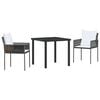 vidaXL Ensemble de salle &agrave; manger pour jardin 3 pc Marron et Noir
