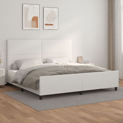 vidaXL Cadre de lit avec tête de lit Blanc 200x200 cm Similicuir