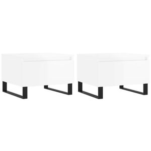 vidaXL Tables basses 2 pcs blanc brillant 50x46x35cm bois d'ing&eacute;nierie