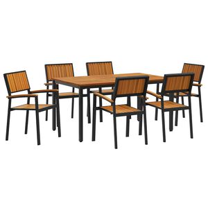 vidaXL Ensemble de salle &agrave; manger pour jardin 7 pcs Noir