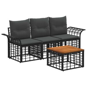 vidaXL Ensemble de canap&eacute;s d'ext&eacute;rieur 4 pcs Noir et Gris fonc&eacute;