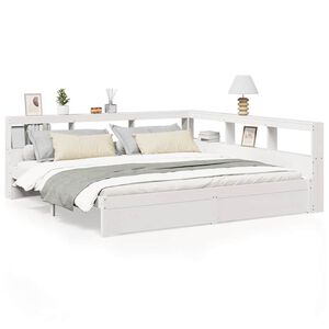 vidaXL Lit biblioth&egrave;que sans matelas blanc 180x200 cm bois pin massif