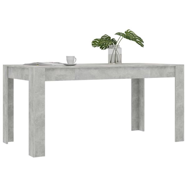 vidaXL Table de salle &agrave; manger Gris b&eacute;ton 160x80x76 cm Agglom&eacute;r&eacute;