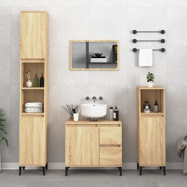 vidaXL Ensemble de meubles de salle de bain 4 pcs ch&ecirc;ne sonoma