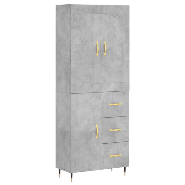 vidaXL Buffet haut Gris b&eacute;ton 69,5x34x180 cm Bois d'ing&eacute;nierie