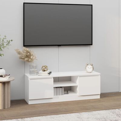 vidaXL Meuble TV avec porte Blanc 102x30x36 cm