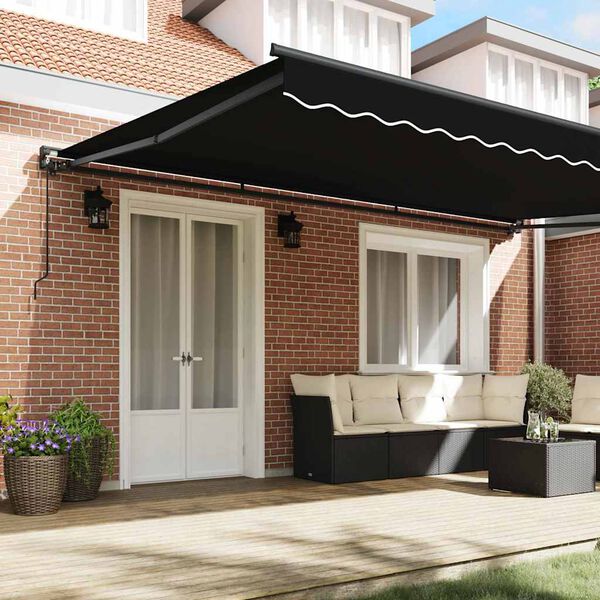 vidaXL Auvent R&eacute;tractable Noir 500 &times; 300 cm Polyester et m&eacute;tal