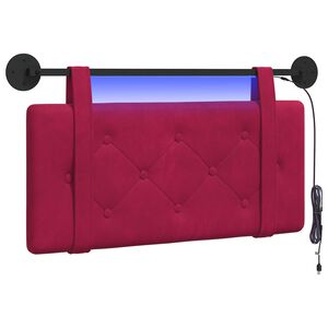 vidaXL T&ecirc;te de lit suspendue Avec lumi&egrave;re LED Bordeaux Velours