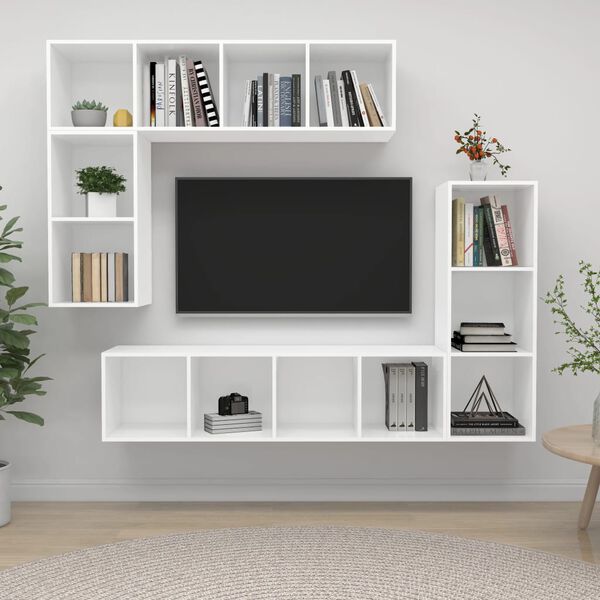 vidaXL Ensemble de meubles TV 4 pcs Blanc Bois d'ing&eacute;nierie