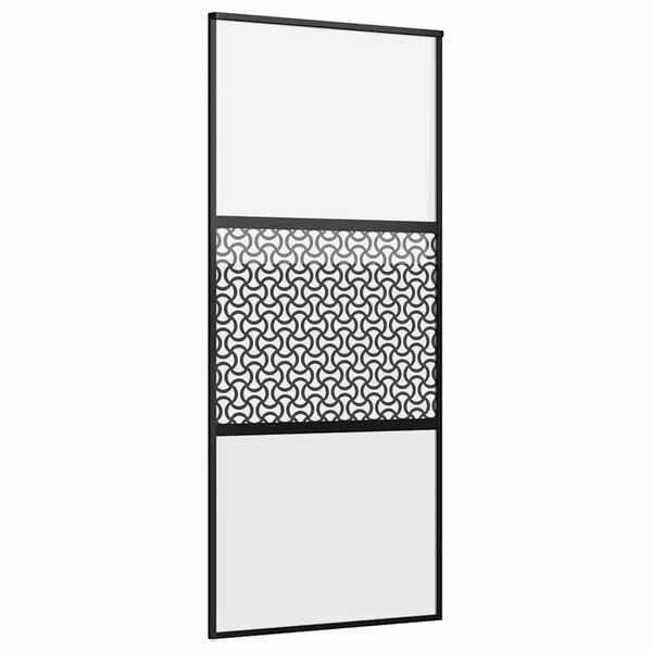 vidaXL Porte coulissante Noir 90 x 205 cm Verre trempé et Aluminium