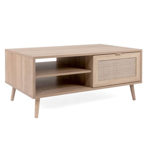 Finori Table basse Bali 55A Ch&ecirc;ne sonoma et impression de canne