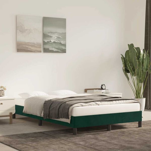 vidaXL Cadre de lit sans matelas vert fonc&eacute; 120x200 cm velours