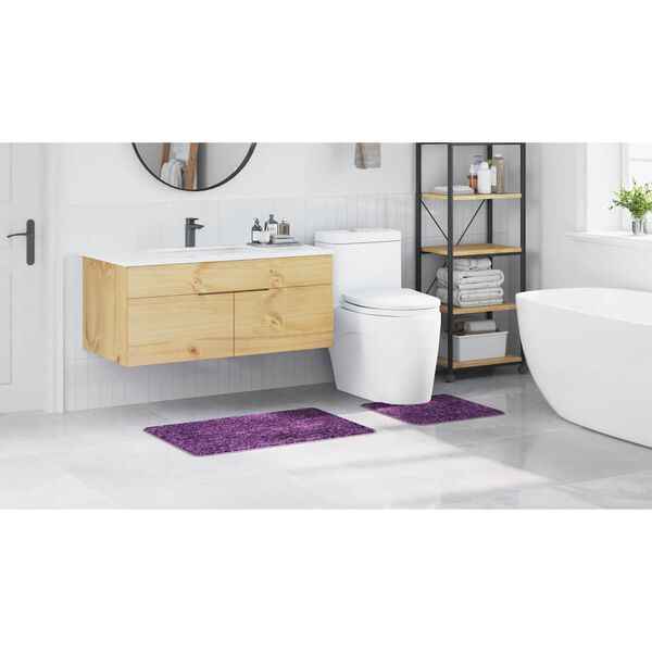 vidaXL Ensemble de tapis de bain antid&eacute;rapants 2 pcs Violet PP