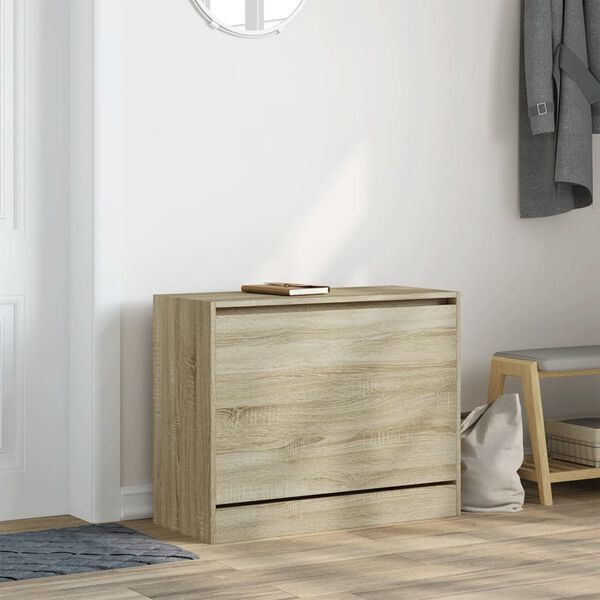 vidaXL Armoire &agrave; chaussures ch&ecirc;ne sonoma 80x34x63 cm bois d'ing&eacute;nierie