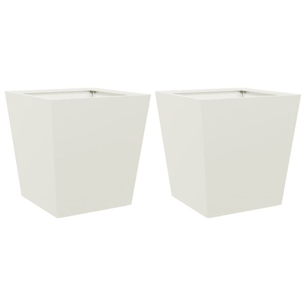 vidaXL Jardini&egrave;res 2 pcs blanc 40x40x40 cm acier