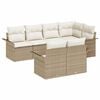 vidaXL Ensemble de canap&eacute; de jardin 7 pc Beige polyrotin