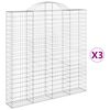 vidaXL Paniers &agrave; gabions arqu&eacute;s 3 pcs 200x30x200/220 cm fer galvanis&eacute;