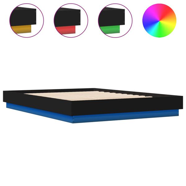 vidaXL Cadre de lit avec LED sans matelas noir 160x200 cm