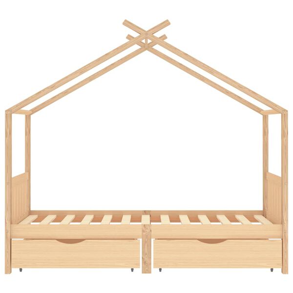 vidaXL Cadre de lit enfant avec tiroirs bois de pin massif 90x200 cm