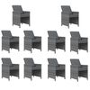 vidaXL Ensemble à manger de jardin coussins 15 pcs Résine tressée Gris