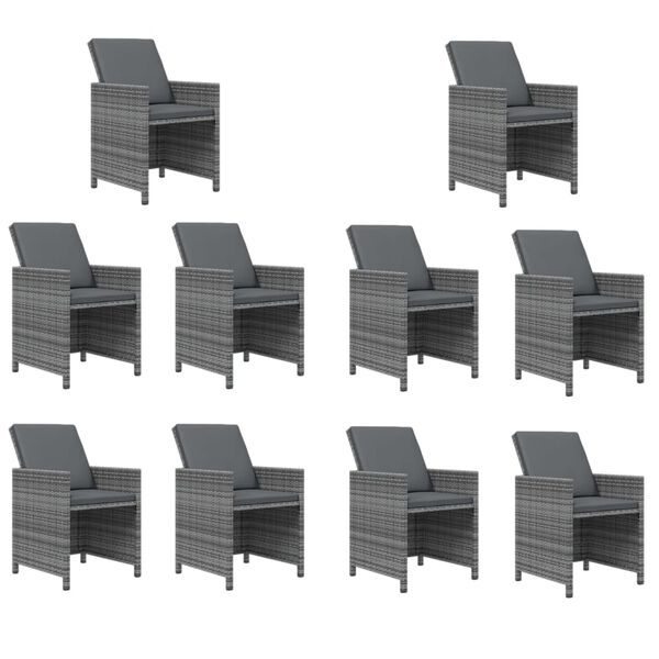 vidaXL Ensemble à manger de jardin coussins 15 pcs Résine tressée Gris