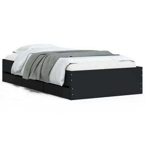 vidaXL Cadre de lit avec tiroirs sans matelas noir 90x200 cm