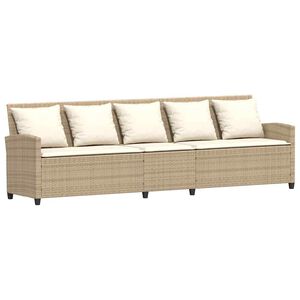 vidaXL Canap&eacute; de jardin avec coussins 5 places beige r&eacute;sine tress&eacute;e