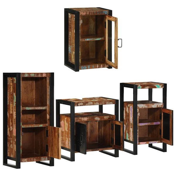 vidaXL Ensemble de mobilier de salle de bain 4 pcs Bois massif recycl&eacute;