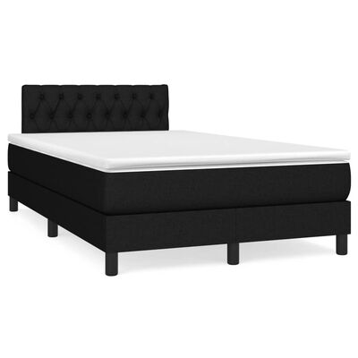 vidaXL Sommier à lattes de lit avec matelas noir 120x190 cm tissu