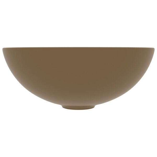 vidaXL Lavabo de salle de bain C&eacute;ramique Cr&egrave;me mat Rond