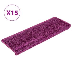 vidaXL Tapis d'escalier 15 pi&egrave;ces 65 x 21 x 4 cm Violet Bord rectangulaire