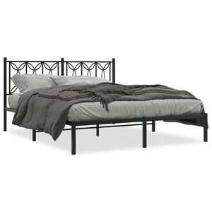 vidaXL Cadre de lit m&eacute;tal sans matelas et t&ecirc;te de lit noir 160x200 cm