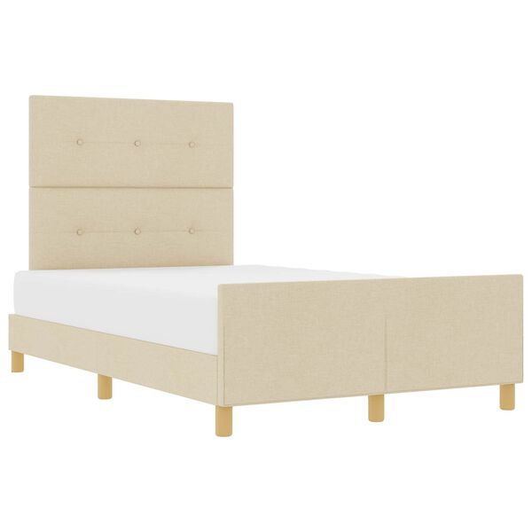 vidaXL Cadre de lit avec t&ecirc;te de lit Cr&egrave;me 120 x 190 cm tissu