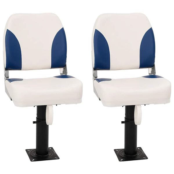 vidaXL Si&egrave;ge de bateau pliable lot de 2 bleu et blanc