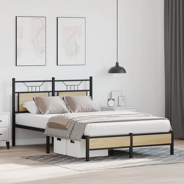vidaXL Cadre de lit sans matelas ch&ecirc;ne sonoma 120x200 cm