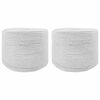 vidaXL Fil de coton 2 pc 2 mm 100 m Blanc 100% Coton