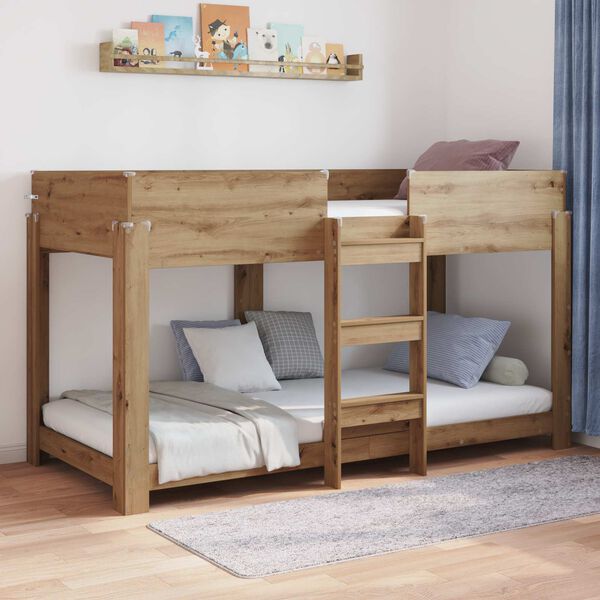 vidaXL Lit Superpos&eacute; pour Enfants Ch&ecirc;ne artisanal 100 x 200 cm