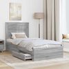 vidaXL Cadre de lit avec tiroir Sonoma Gris et Argent 75 x 190 cm