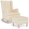 vidaXL Fauteuil avec pieds &agrave; bascule et tabouret Cr&egrave;me Tissu