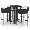 vidaXL Ensemble de bar de jardin 5 pcs et coussins R&eacute;sine tress&eacute;e Noir